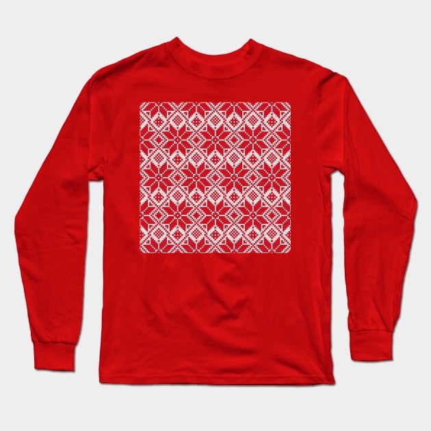 White-red-white Belarus ornament Long Sleeve T-Shirt by kavalenkava